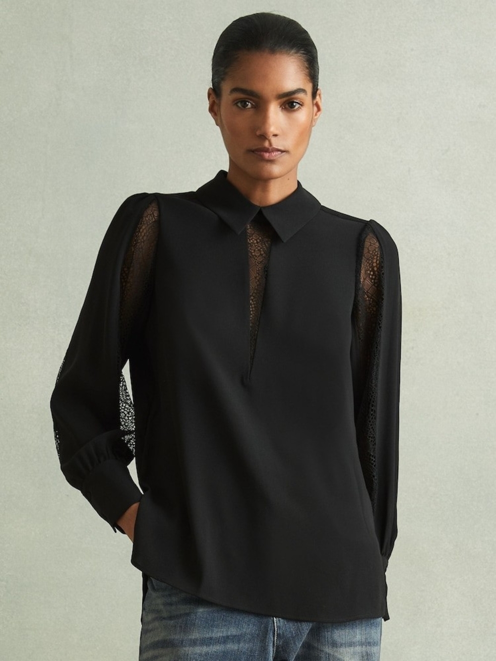 Reiss Renata Black Blouse Shirt Never Worn Sz 4